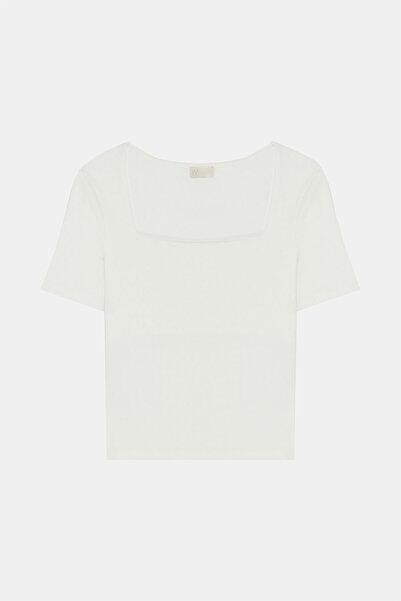 W Collection Ekru Square Neck T-Shirt