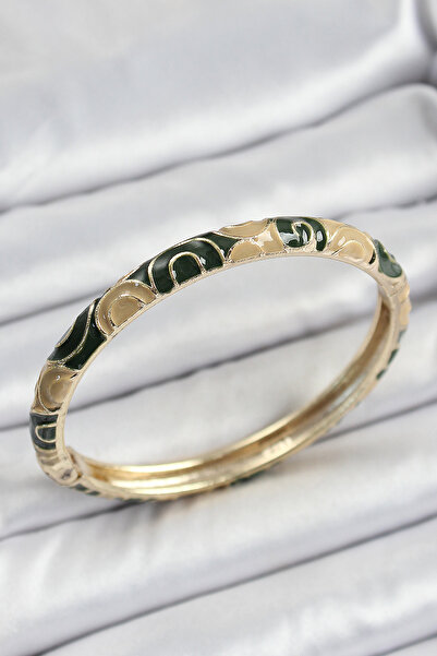 Skygo Mineli Brass Black and Brown Motif Women's Handcuffs - Tj-Bb7170