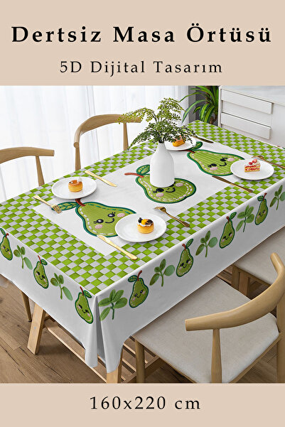 MonoHome مفرش طاولة بتصميم رقمي ثلاثي الأبعاد - قماش خالٍ من المتاعب باللون الخوخي والكمثرى