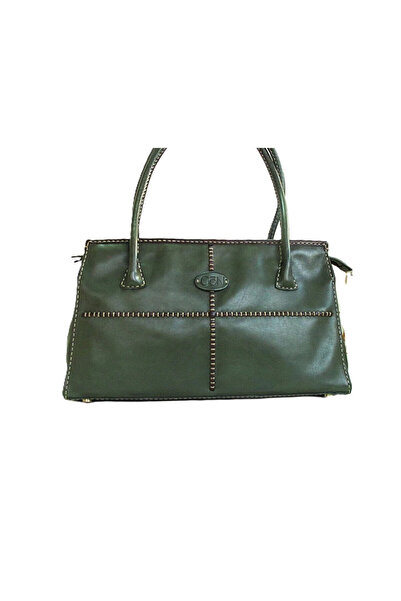 GÖN Kadın (HANDMADE) Hakiki Deri Fermuar Kapamalı El Ve Omuz Çantası SANRA