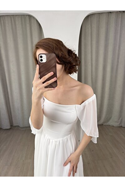 berissima bride Delina Bohem Kloş Etek Pelerin Kol Şifon Nikah Elbisesi