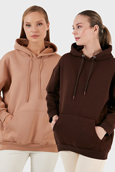 Lela Regular Fit Cotton με κουκούλα Collar επένδυση fleece Winter Pack of 2 Sweat SWEAT 5863854S2