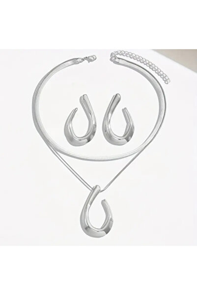 İnci Mercan Bujiteri 3 Parça Set Düzensiz Geometrik Çift Katmanlı Şık ve Modaya Uygun Yeni Tarz Kolye ve Küpe Seti