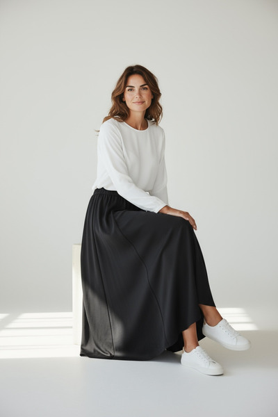 ECE GİYİM Women's Thick Winter Fish Skirt with Elastic Waist