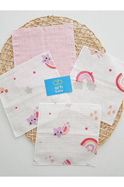 artıbebe Rainbow 7-Pack Muslin Mouth Cloth 100% Cotton Soft Absorbent |   Newborn Mouth Wipes
