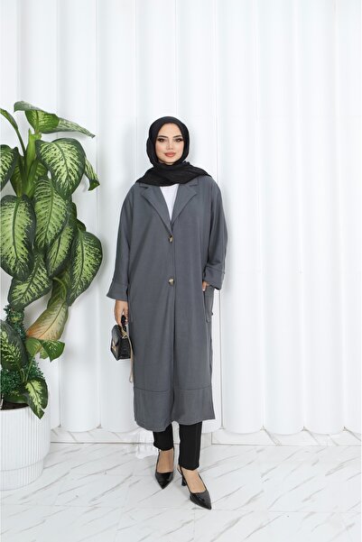 NİSUM MODA Corded Fabric Long Trench Coat