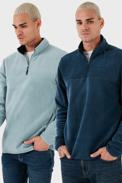 Buratti Regular Fit Anti-Pilling Χωρίς Πυκνώματα ψηλός λαιμός επένδυση fleece Πακέτο με 2 Ανδρικά Φλις POLAR 58