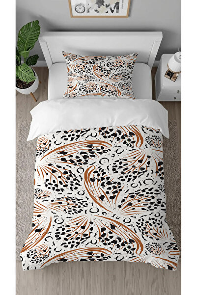 GREENDECOR Leopard Black and Brown Patterned Printed Specially Designed Single Person Style Stylish Duvet Cover Set Without Sheets