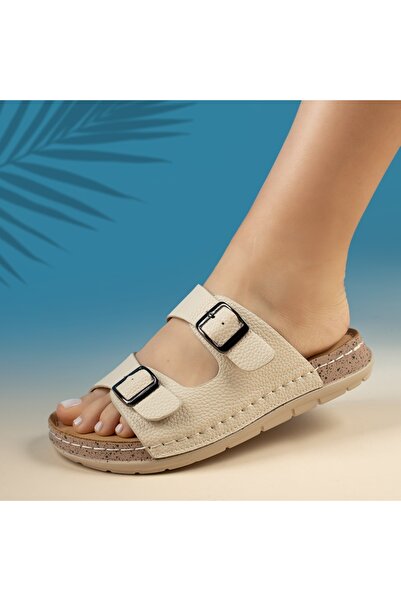 Modlet.ro Sandale casual bej pentru femei cu talpă groasă MOD13591