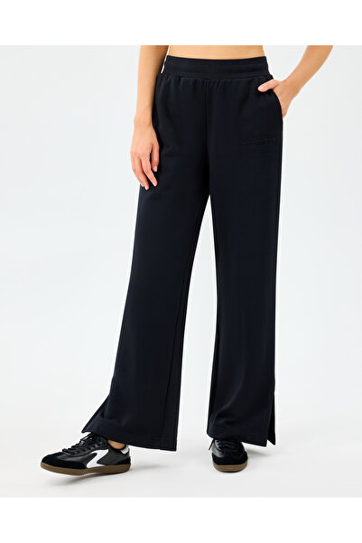 SKECHERS W Essential Wide Leg Regular Fit Sweatpant Kadın Siyah Eşofman Altı S2610010-3817