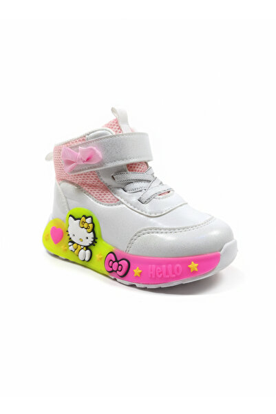 Kid's World Işıklı Hafif Kız Çocuk Hello Kitty Desenli Spor Bot