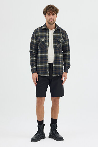 Cosplay Erkek Kalın Flanel Oduncu Kareli Gömlek Ceket Çift Kapaklı Cepli Over...