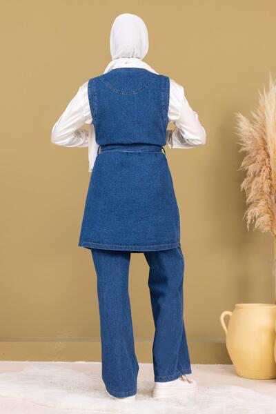 Missvalle Pearl Detailed Double Denim Set Light Blue 19245