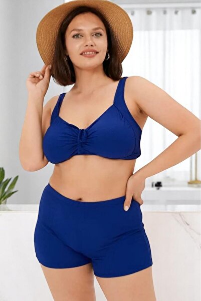 embody Women's 2 piece swimsuit, large size, shorts, dark blue m5202