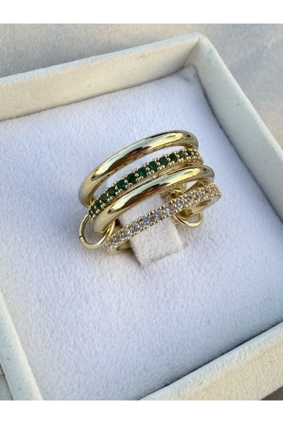 Sujewelleryy VİP Üç renkli Dörtlü Yüzük Seti