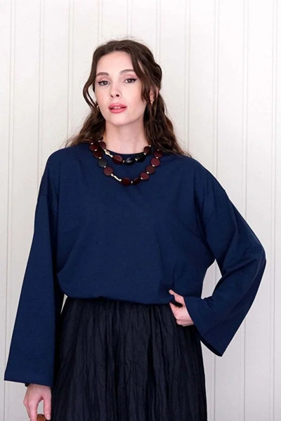 Tesettür Diyarı Modal fabric spanish sleeve tunic - navy blue standard (fits ...
