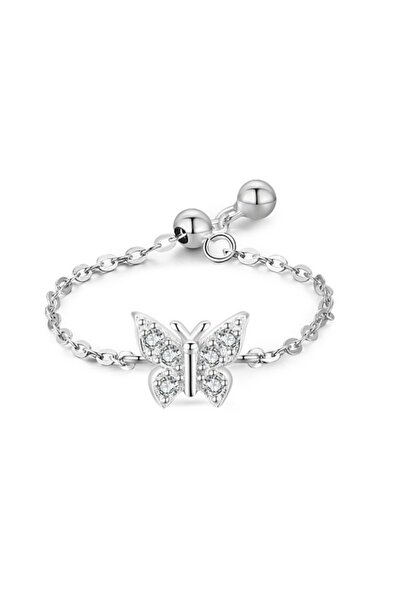 delis Inel reglabil argint 925, JW1826, model fluture, placat cu rodiu