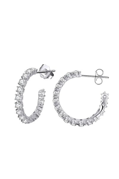 delis Στρογγυλά σκουλαρίκια από ασήμι 925, JW1792, κομψό μοντέλο, επιροδιωμένο