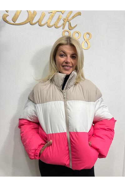 Butik888 Geaca trio roz/alb/crem