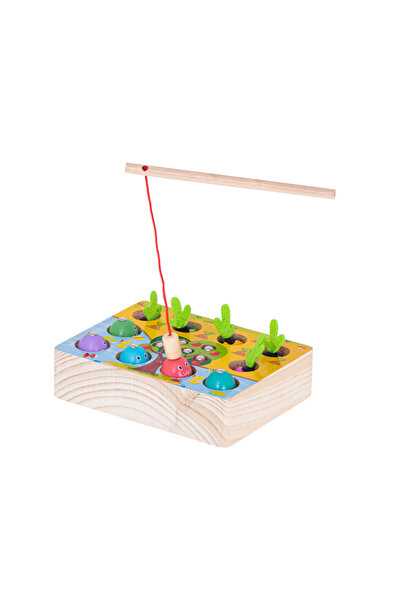 zola Joc de pescuit cu magnet, din lemn, 1 undita si 15 accesorii diferite