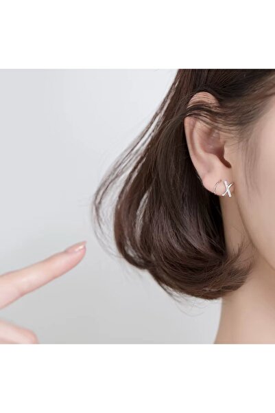 delis 925 silver ear cuffs, JW1675, cross pattern, gold plated