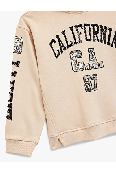 Koton Hanorac din bumbac cu mânecă lungă, cu paiete, cu glugă tricou