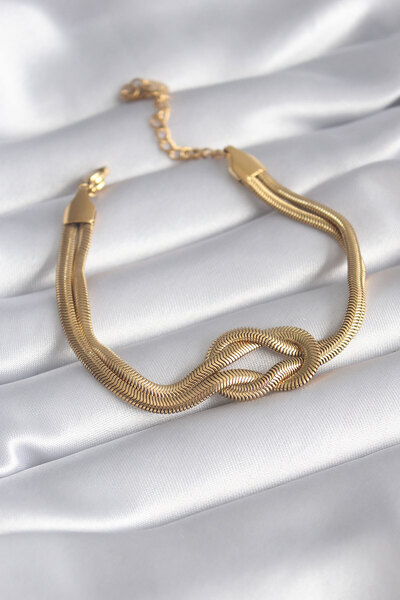 ANGELSS JEWELLERY 316L الصلب الذهب اللون سلسلة الإيطالية عقدة نموذج سوار المرأة