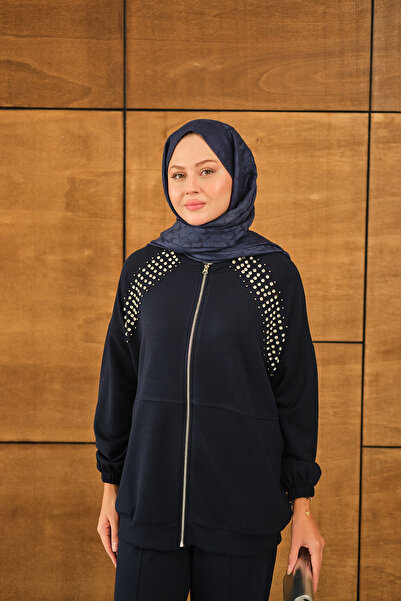 LOCCO Kadın Omuz Taş Detay Takım Lacivert