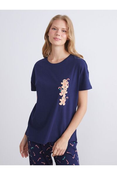 LC Waikiki Bisiklet Yaka Baskılı Kadın Pijama Takımı