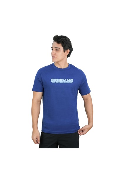 Giordano Men's Slim Fit Signature Print Cotton Jersey Tee
