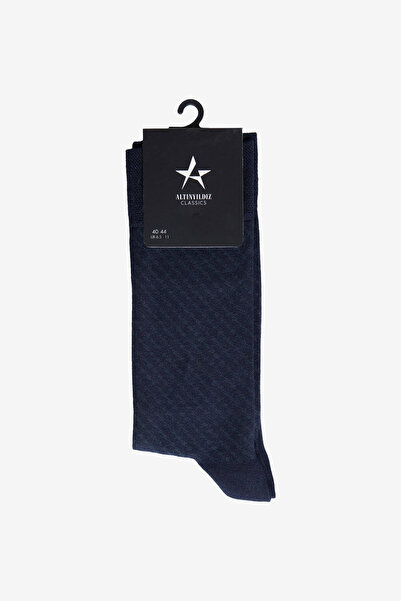 ALTINYILDIZ CLASSICS Men's Navy Blue Patterned Soft Textured Single Socks