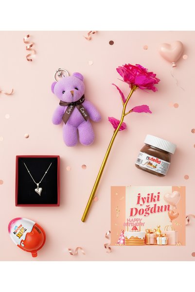 Linalux Gifts Doğum Günü Hediyesi Kıza - Sonsuzluk Gülü - Mini Ayıcık - Çelik...