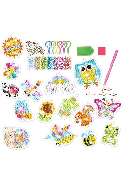 zola Set brelocuri mozaic cu diamante,15 modele pentru copii, pietre colorate, multicolor