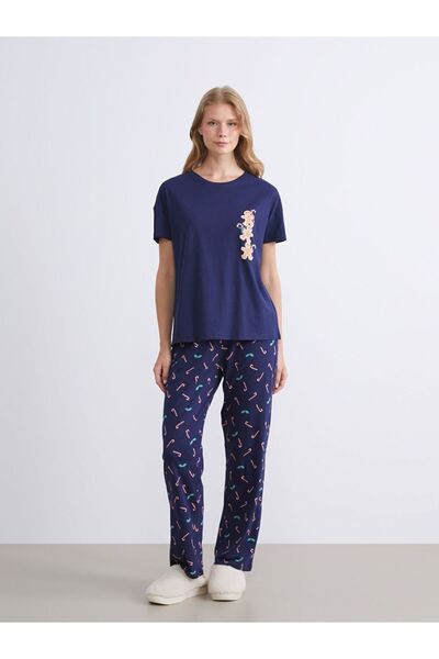 LC Waikiki Bisiklet Yaka Baskılı Kadın Pijama Takımı