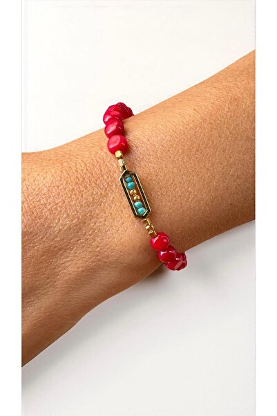 Bensei Takı Dükkanı BENSEİ Pirinç Üzeri Altın Kaplama Aksesuarlı, Mercan ve T...