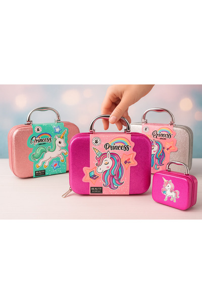 YerliToptan مجموعة مكياج الأطفال “برينسيس يونيكورن”. حقيبة مكياج سحرية للأميرات الصغيرات!