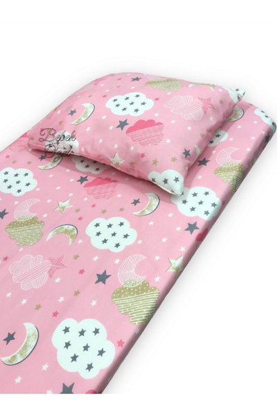 Bebek Özel Pamuklu Bebek Ve Çocuk Lastikli Çarşaf Ve Yastık Kılıfı 120x200 Pe...