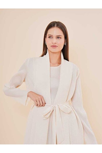 SERPİL Pilili Saten Kumaşlı Uzun Üçlü Takım Elbise Görünümlü 40944