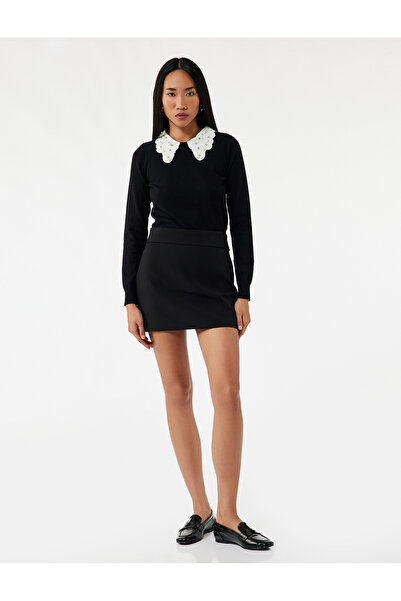 Koton Uzun Kollu Bebe Yaka Taşlı Triko Kazak