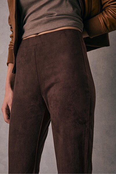 Stradivarius Suni süet çan paça pantolon