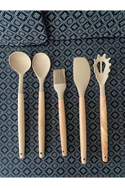 YAZICI Bamboo Handle Silicone Ladle Spoon Set of 5