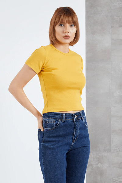 Genel Markalar Kadın Esnek Rahat Slim Fit Fitilli Basic Body | Pamuklu Viskoz...