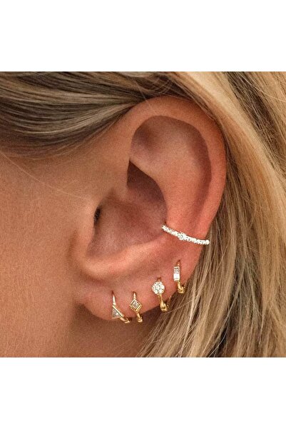 delis Σκουλαρίκι τρυπήματος αυτιών από ασήμι 925, JW1680, κομψό μοντέλο, επιχρυσωμένο