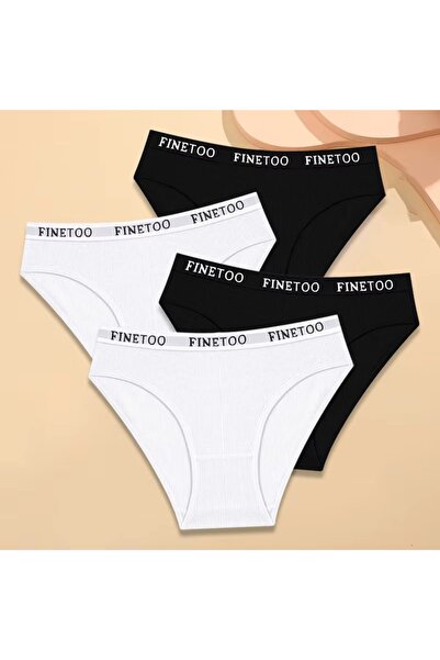 PICADİLİ Set 4 perechi de chiloti pentru dama, CH091, Negru/Alb