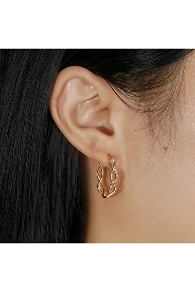 delis Round earrings 925 silver, JW1782, braided pattern, gold plated