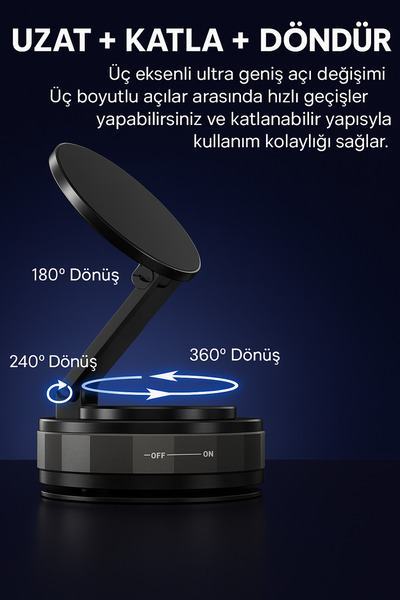 Qozie N52 Güçlü Mıknatıslı Katlanabilir 360° Döner Telefon Tutucu