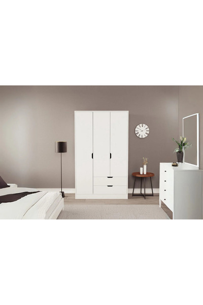 ZEYTUNHOME Moderno Trio 3 Kapaklı 2 Çekmeceli Gardırop – Şık ve Fonksiyonel Depolama Alanı