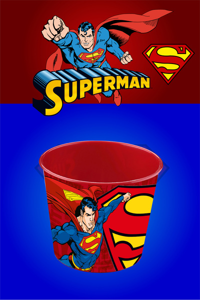 Waldern Home Superman Desenli Patlamış Mısır Kovası