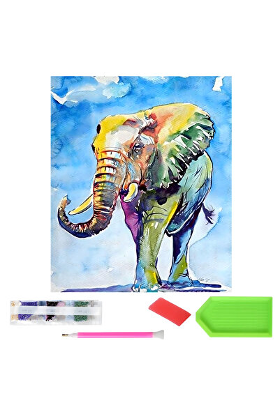 zola Goblen mozaic XXL cu diamante, model elefant colorat, 120 x 60 cm