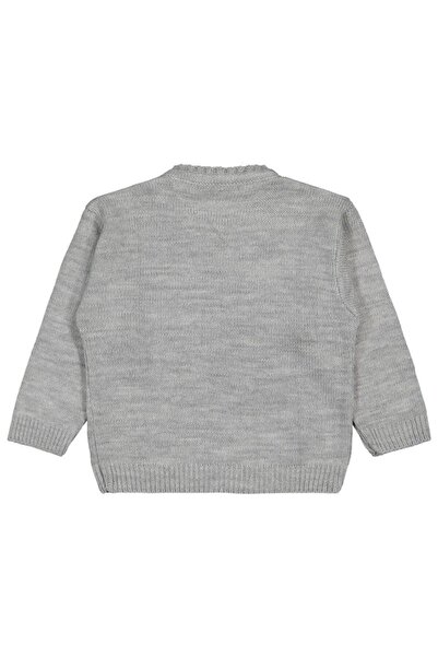 Civil Girls Large Floral Patterned Sweater for Ages 6-9 - Gray 7-8 Years